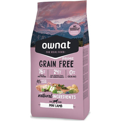 OWNAT Prime Hypoallergenic Grain-Free Formula for All-Age Dogs - Pasture-fed Lamb Dog Food (Small Pellets) 3kg