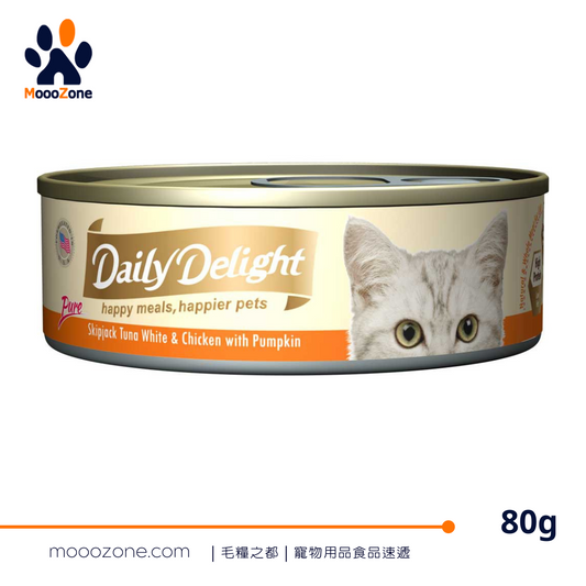 Daily Delight PURE Lysine 肉絲主食罐 80g - 白鰹吞拿魚+雞肉+三文魚