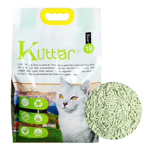 Klitter Cat Litter｜Tofu Cat Litter Tofu Cat Litter (2.0mm) 18L - Green Tea Flavor