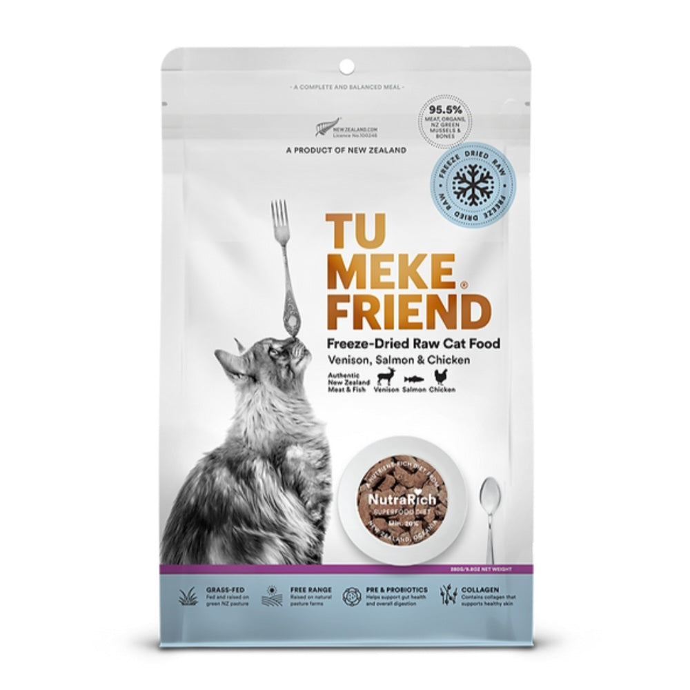 TuMeke Friend Freeze Dried Raw｜超級食物凍乾貓糧 280g - 鹿肉三文魚雞肉