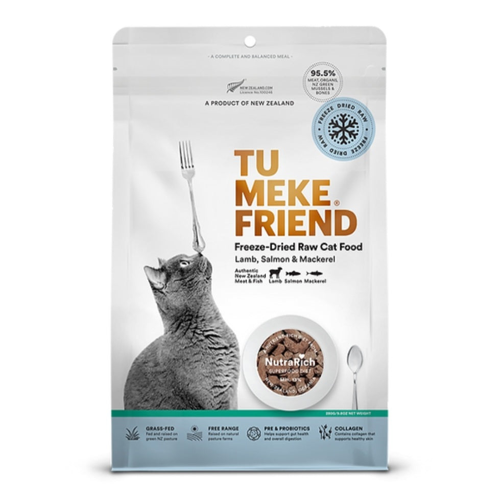 TuMeke Friend Freeze Dried Raw｜超級食物凍乾貓糧 280g - 羊肉三文魚鯖魚